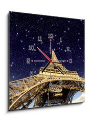 Obraz s hodinami 1D - 50 x 50 cm F_F41726056 - Stars and Night Sky above Eiffel Tower in Paris