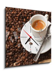 Obraz s hodinami 1D - 50 x 50 cm F_F41733046 - Coffe ristretto
