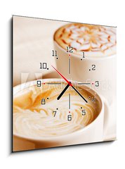 Obraz s hodinami 1D - 50 x 50 cm F_F41936677 - Coffee cup with artistic cream decoration
