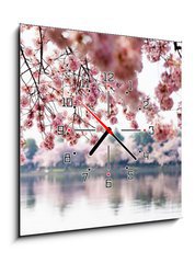Obraz s hodinami 1D - 50 x 50 cm F_F41977013 - Cherry Blossoms over Tidal Basin in Washington DC - Cherry Blossoms nad přílivovou pánví ve Washingtonu DC