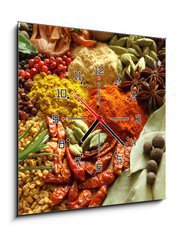 Obraz s hodinami   Spices and herbs, 50 x 50 cm