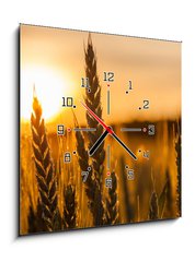 Obraz s hodinami 1D - 50 x 50 cm F_F42060294 - Wheat Stalk silhouette