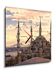 Obraz s hodinami 1D - 50 x 50 cm F_F42142890 - The Blue Mosque, Istanbul, Turkey. - Modrá mešita, Istanbul, Turecko.
