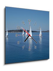 Obraz s hodinami 1D - 50 x 50 cm F_F42307217 - Sailing race on Adriatic sea