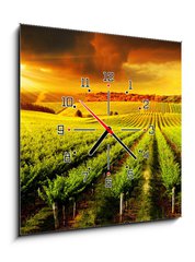 Obraz s hodinami   Stunning Vineyard Sunset, 50 x 50 cm