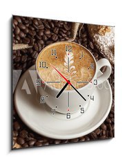 Obraz s hodinami   kaffee, 50 x 50 cm