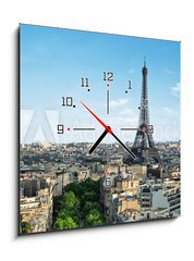 Obraz s hodinami 1D - 50 x 50 cm F_F42449160 - Tour Eiffel Paris France