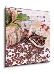 Obraz s hodinami 1D - 50 x 50 cm F_F42808364 - Jutes ckchen voll mit Kaffee