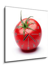 Obraz s hodinami 1D - 50 x 50 cm F_F42857729 - Fresh tomato isolated on white background - erstv rajata izolovanch na blm pozad