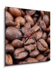 Obraz s hodinami 1D - 50 x 50 cm F_F43085500 - Coffee beans in closeup