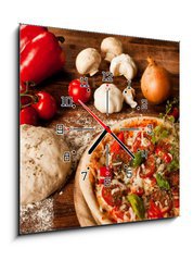 Obraz s hodinami 1D - 50 x 50 cm F_F43301988 - Pizza