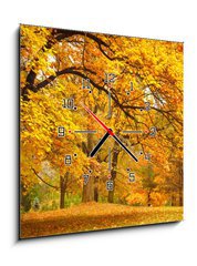 Obraz s hodinami 1D - 50 x 50 cm F_F43414176 - Autumn / Gold Trees in a park