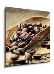 Obraz s hodinami 1D - 50 x 50 cm F_F43414348 - Coffee beans in scoop