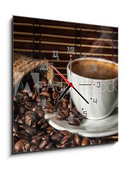 Obraz s hodinami 1D - 50 x 50 cm F_F43469895 - coffee