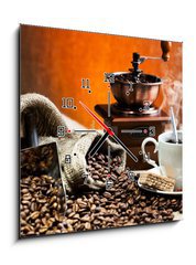 Obraz s hodinami 1D - 50 x 50 cm F_F43848183 - Coffee