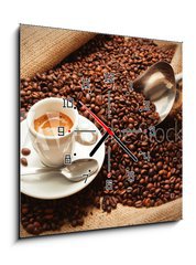 Obraz s hodinami 1D - 50 x 50 cm F_F43919527 - Sacco di Caffč con Tazzina