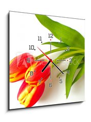 Obraz s hodinami 1D - 50 x 50 cm F_F4410361 - tulpen - tulips