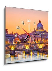Obraz s hodinami 1D - 50 x 50 cm F_F44298623 - St. Peter  s cathedral at night, Rome