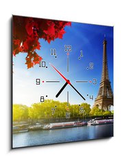 Obraz s hodinami 1D - 50 x 50 cm F_F44409283 - color of  autumn in Paris