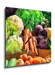 Obraz s hodinami   Vegetables at a market stall, 50 x 50 cm
