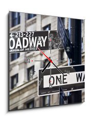 Obraz s hodinami   Panneau Broadway  New York, 50 x 50 cm