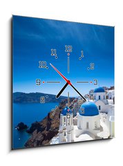 Obraz s hodinami   Santorini Churches, 50 x 50 cm