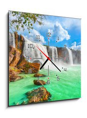Obraz s hodinami 1D - 50 x 50 cm F_F44671332 - Dry Nur waterfall