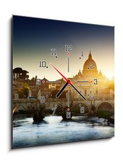 Obraz s hodinami 1D - 50 x 50 cm F_F44732029 - view on Tiber and St Peter Basilica