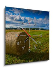 Obraz s hodinami 1D - 50 x 50 cm F_F44784749 - Bale of Straw - Bale slmy