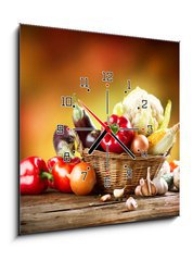 Obraz s hodinami 1D - 50 x 50 cm F_F44949889 - Healthy Organic Vegetables Still life Art Design