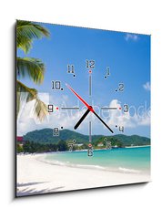 Obraz s hodinami 1D - 50 x 50 cm F_F44974964 - vacation on a seashore of perfect tropical island - dovolená na pobřeží perfektního tropického ostrova