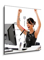 Obraz s hodinami 1D - 50 x 50 cm F_F45037171 - Successful business woman
