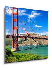 Obraz s hodinami 1D - 50 x 50 cm F_F45170753 - Golden gate bridge vivid day landscape, San Francisco - Zlatý hrad most živé denní krajina, San Francisco