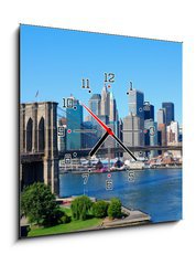 Obraz s hodinami   New York City Skyline and Brooklyn Bridge, 50 x 50 cm