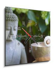 Obraz s hodinami 1D - 50 x 50 cm F_F45452624 - Klangschale Budda 1