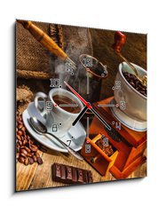 Obraz s hodinami 1D - 50 x 50 cm F_F45568807 - grinder and other accessories for the coffee