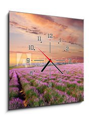 Obraz s hodinami   Meadow of lavender, 50 x 50 cm