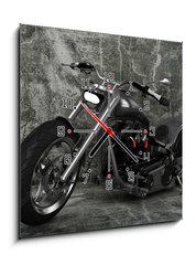 Obraz s hodinami   Custom Motorbike, 50 x 50 cm
