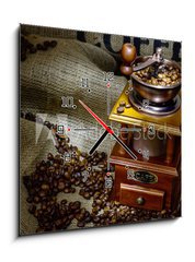 Obraz s hodinami 1D - 50 x 50 cm F_F45893761 - coffee mill - kávový mlýnek