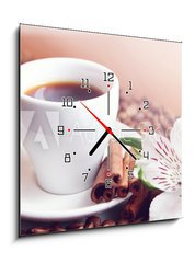 Obraz s hodinami 1D - 50 x 50 cm F_F45911751 - mug black coffee