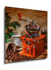 Obraz s hodinami   grinder and other accessories for the coffee, 50 x 50 cm