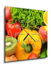 Obraz s hodinami   fruits and vegetables, 50 x 50 cm