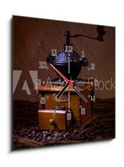 Obraz s hodinami 1D - 50 x 50 cm F_F46028191 - Coffee Grinder - Mlýnek na kávu