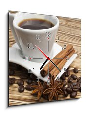 Obraz s hodinami 1D - 50 x 50 cm F_F46192971 - Coffee