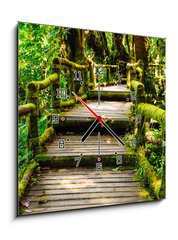 Obraz s hodinami 1D - 50 x 50 cm F_F46782463 - Wood walkway - Dřevěná chodník