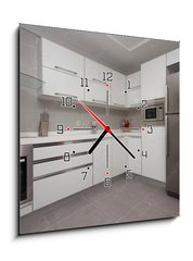 Obraz s hodinami 1D - 50 x 50 cm F_F47088193 - New modern kitchen