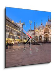 Obraz s hodinami 1D - 50 x 50 cm F_F47247745 - Piazza San Marco - Venice by night