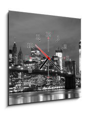 Obraz s hodinami 1D - 50 x 50 cm F_F47820651 - Brooklyn Bridge and Manhattan Skyline At Night, New York City