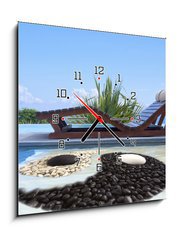 Obraz s hodinami 1D - 50 x 50 cm F_F47893385 - piscine yin yang