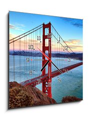 Obraz s hodinami   horizontal view of Golden Gate Bridge, 50 x 50 cm